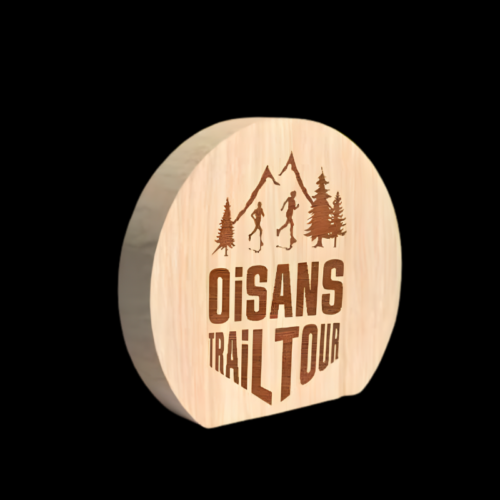 Trophée en bois gravé Rond 15cm