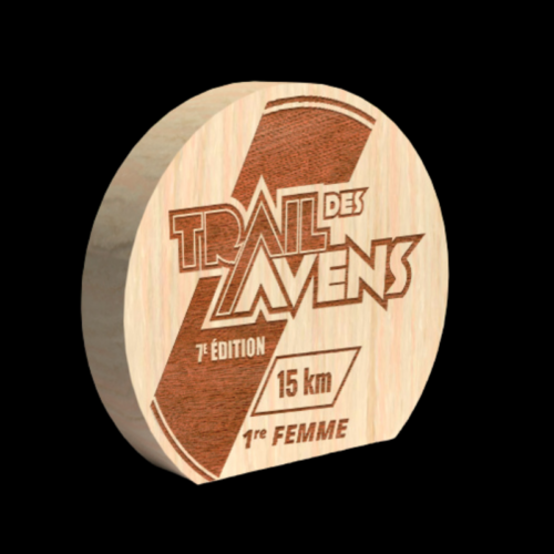 Trophée en bois gravé Rond 21cm