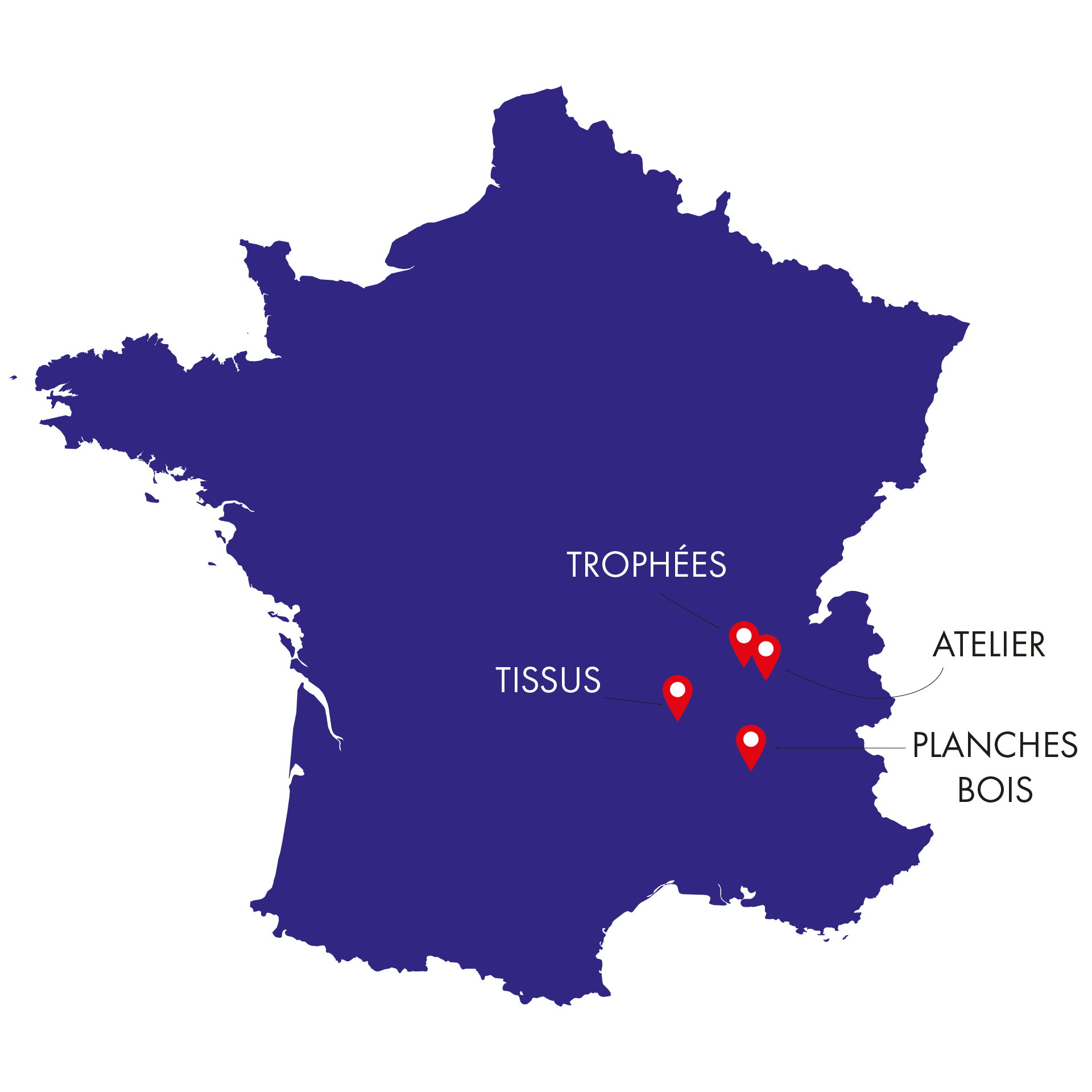 map of France of ultime sport suppliers