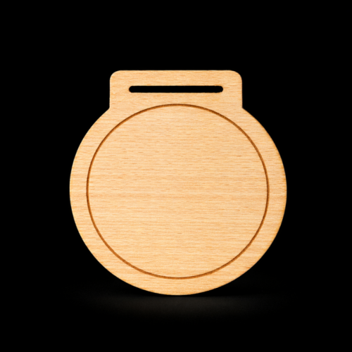 Médaille en Bois Gravé 70mm avec cercle 5mm