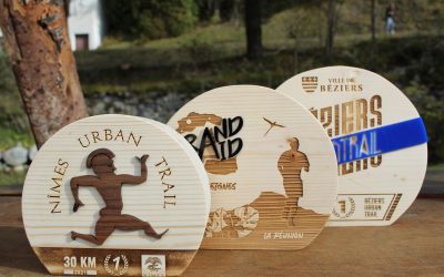 Trophées en bois gravés avec effet 3D
