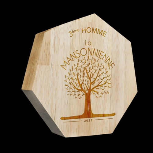 Trophée bois en forme de diamant pour vos courses, trails, club sportif, club d'entreprise