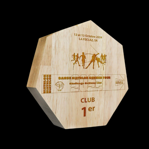 Trophée en bois gravé Diamant 18cm