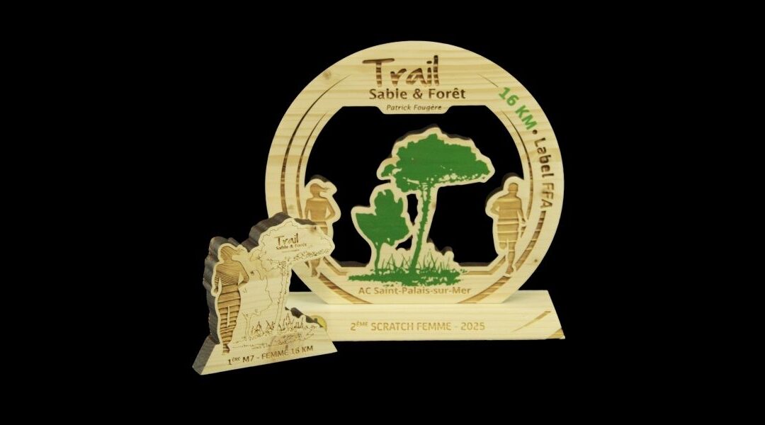 Médaille et trophées du Trail Sable & Forêt 2025