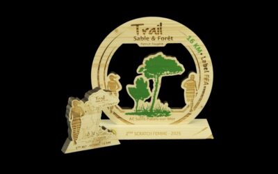 Médaille et trophées du Trail Sable & Forêt 2025