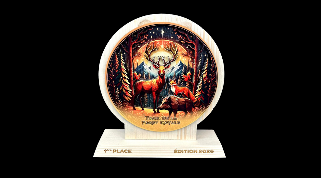 Trophée en bois imprimé Trail de la Forêt Royale 2026
