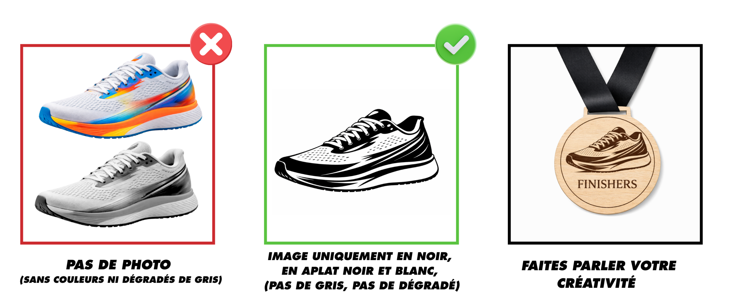 Exemple d’image adaptée pour personnaliser une médaille en bois gravée : dessin en noir et blanc en aplats, sans couleur ni dégradé.