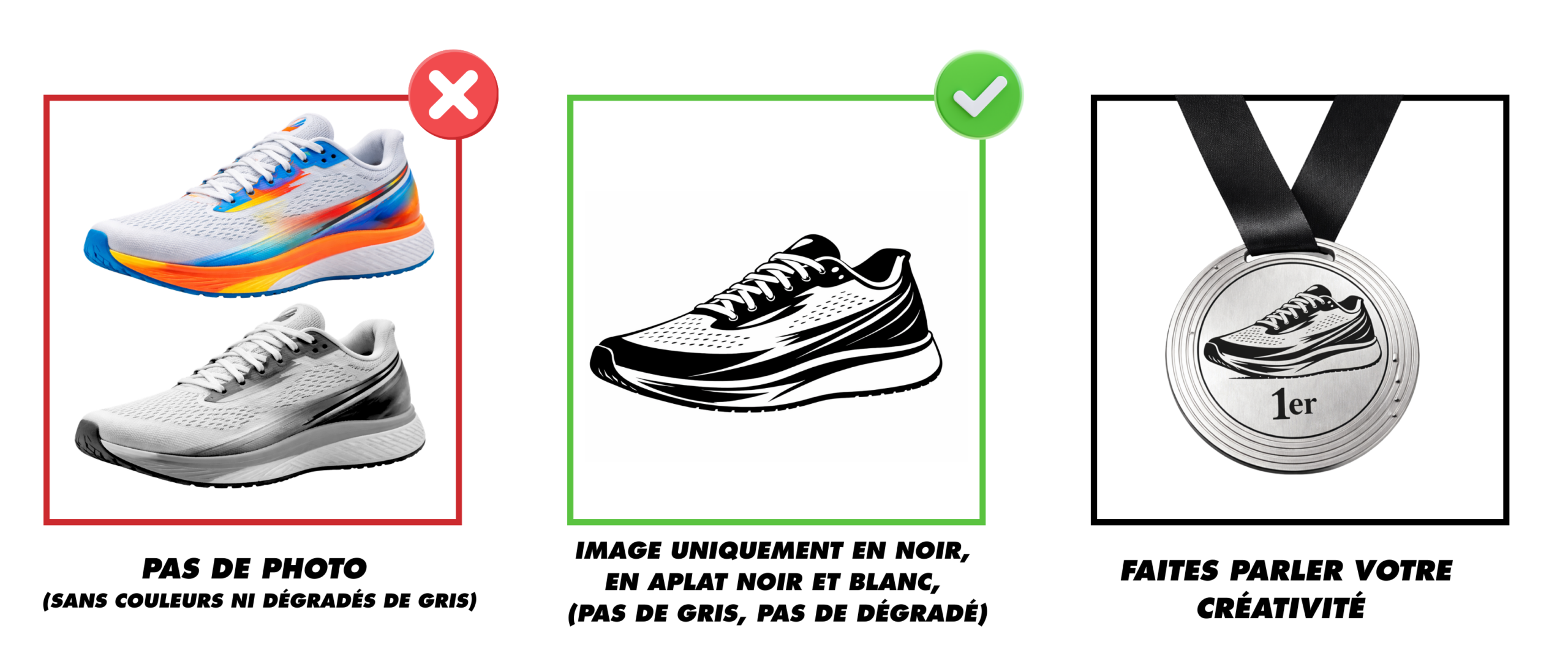 Exemple d’image adaptée pour personnaliser une médaille métal avec plaquette gravée : illustration simple en noir et blanc sans couleur ni dégradé.