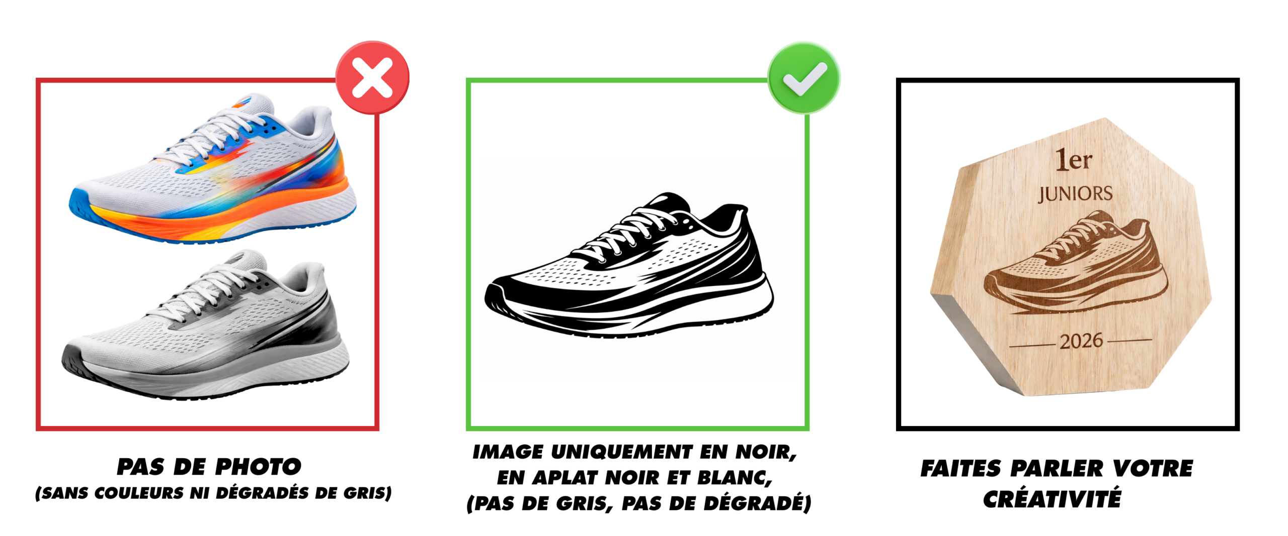 Exemple d’image adaptée pour personnaliser un trophée en bois gravé : illustration simple en noir et blanc avec aplats, sans couleur ni dégradé.