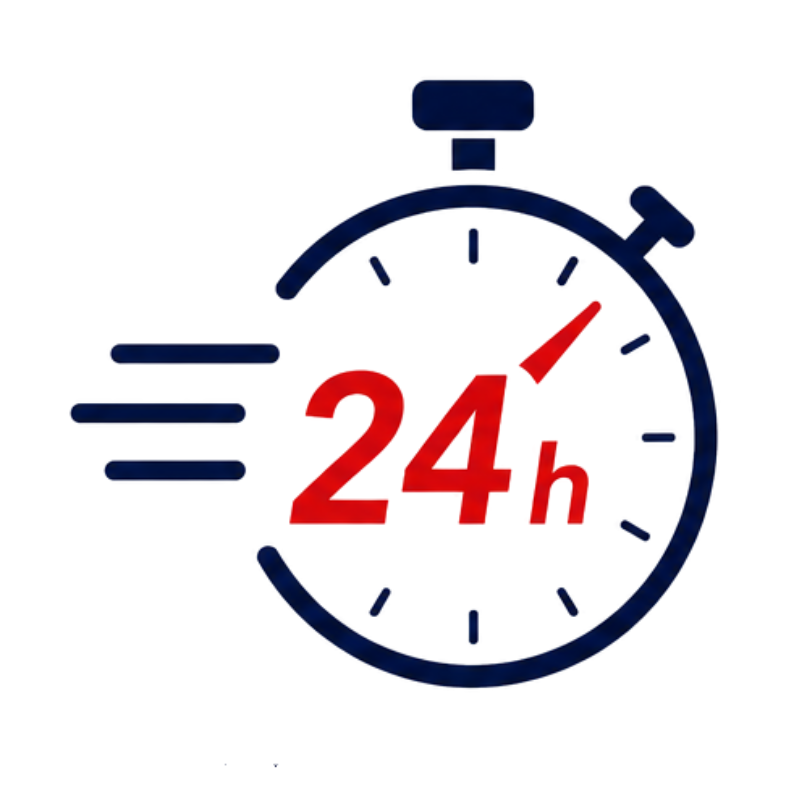 Icône chronomètre 24h illustrant la réactivité pour devis de médailles et trophées personnalisés