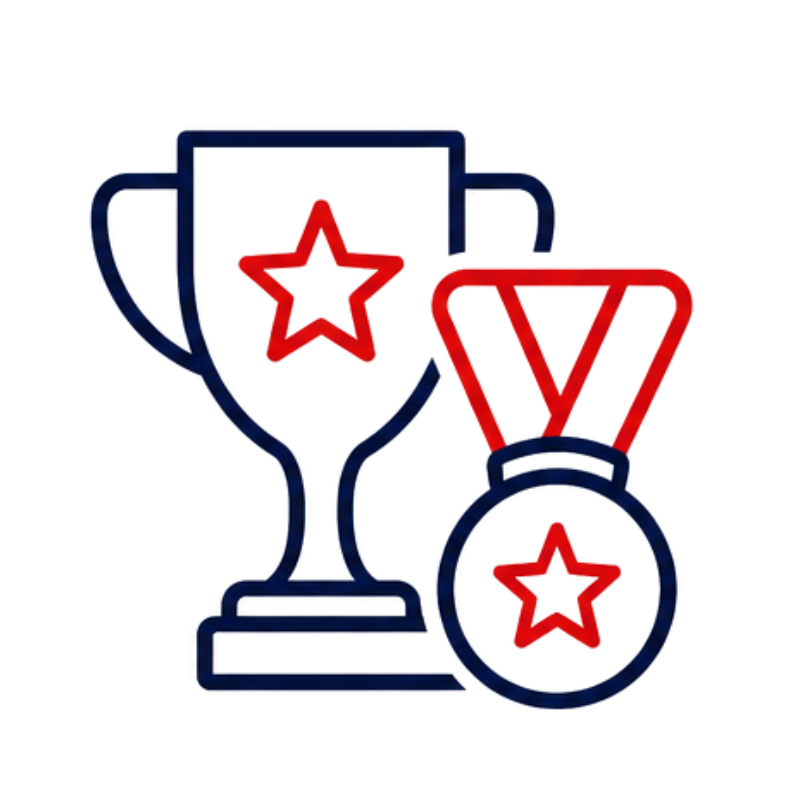 Icône trophée et médaille illustrant la personnalisation 100% sur mesure de médailles et trophées sportifs
