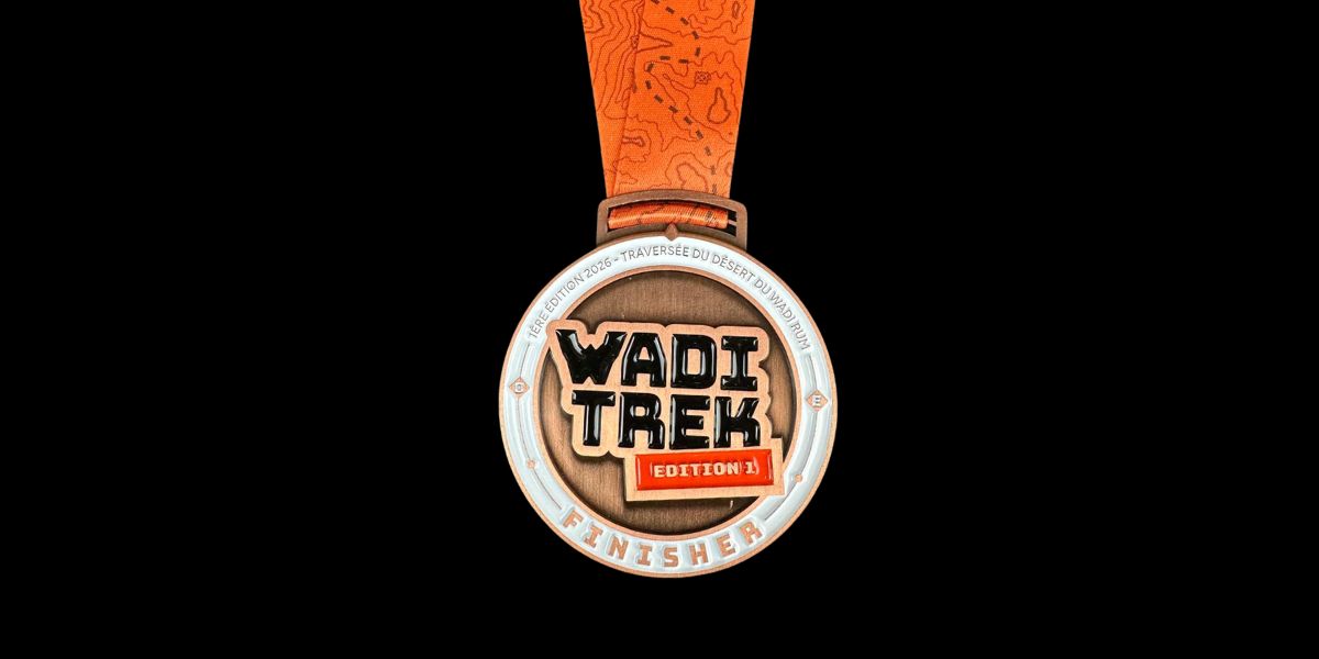 médaille finisher wadi trek 2026 métal zamac recyclé bronze antique jordanie