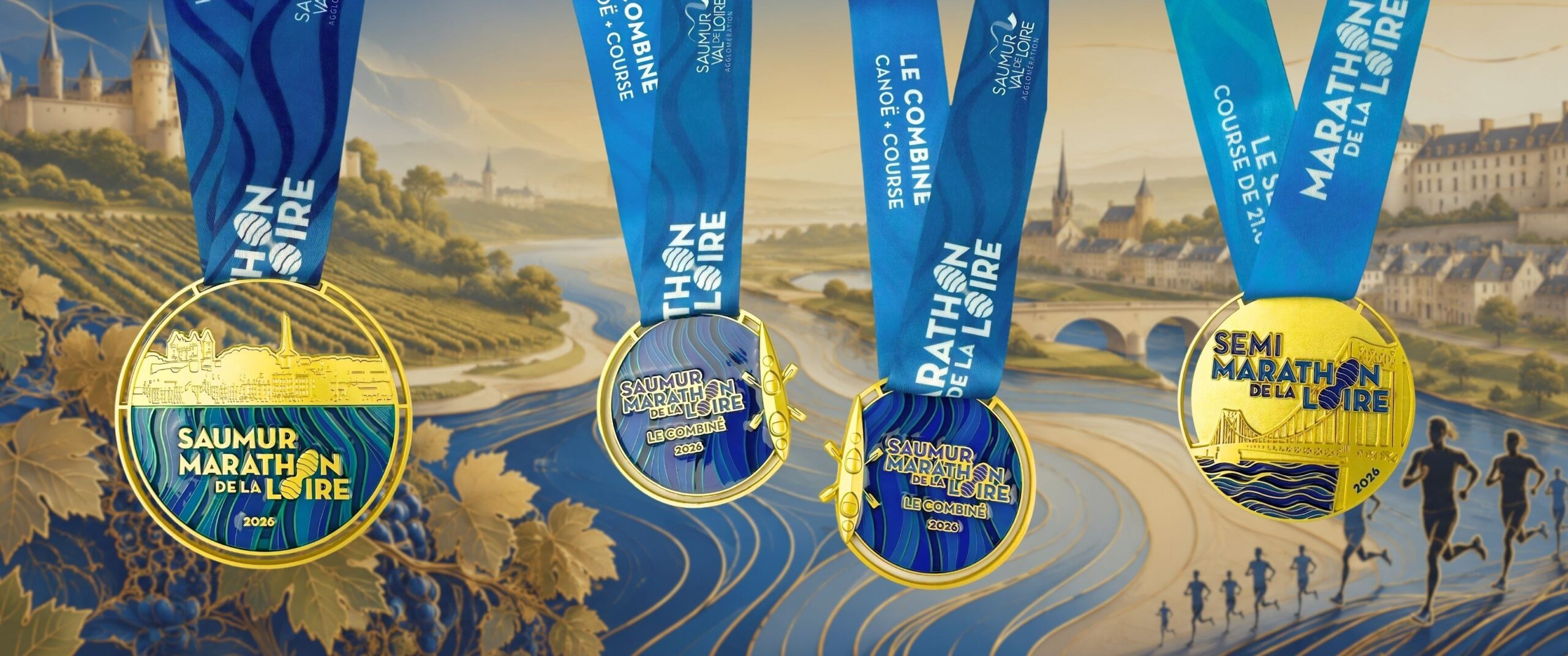 Médailles en métal des épreuves du marathon de la loire 2025