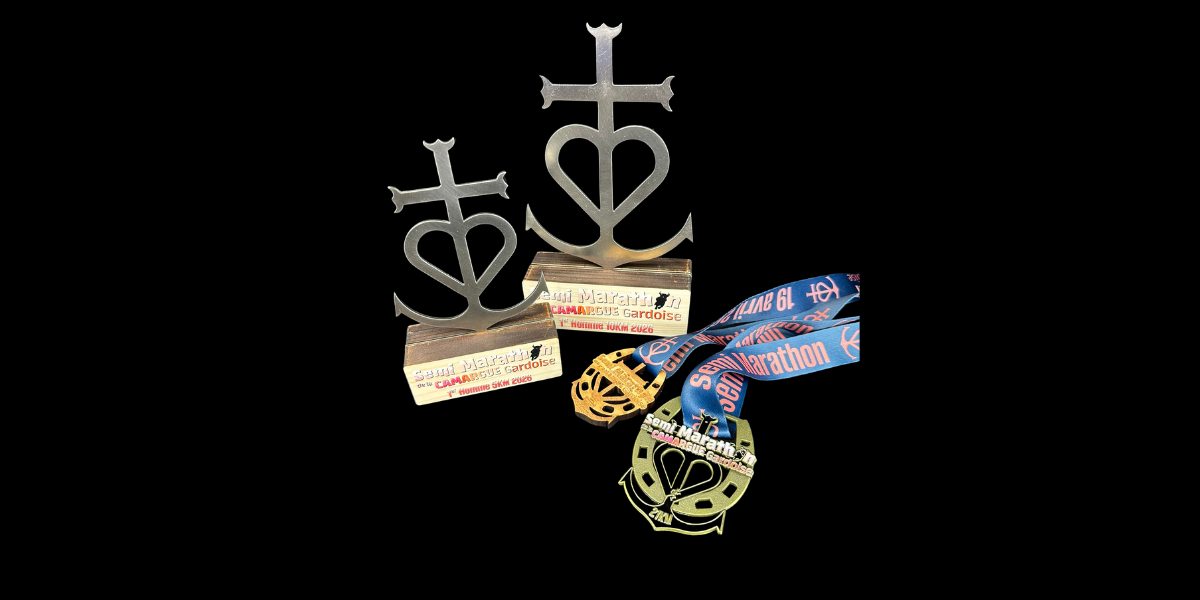 médailles trophées semi marathon camargue gardoise 2026 métal bois origine france garantie