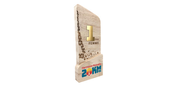 Trophée Harmonie Mutuelle 20 km de Paris 2026 en bois sur mesure